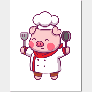 Cute pig chef Posters and Art